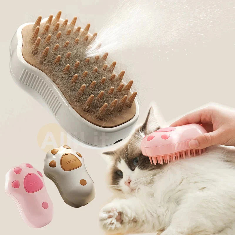 Electric Cat Steam Brush β 3-In-1 Pet Grooming Comb with Water Spray for Cats and Dogs, USB Rechargeable.