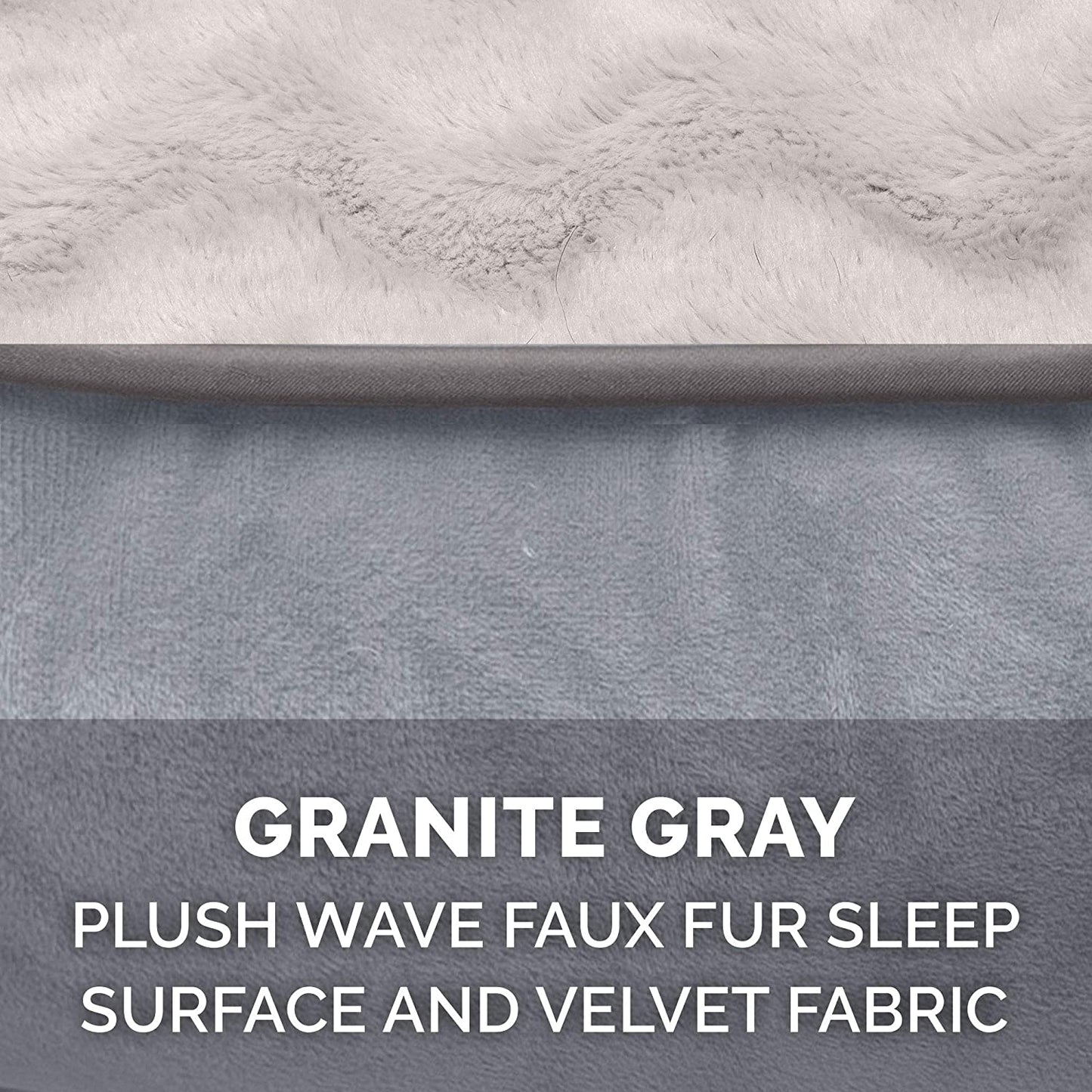 Soft, Orthopedic Foam Perfect Comfort Dog Bed with Washable & Removable Cover -Velvet Waves - Granite Gray, Dogs up to 55 Lbs - Large.