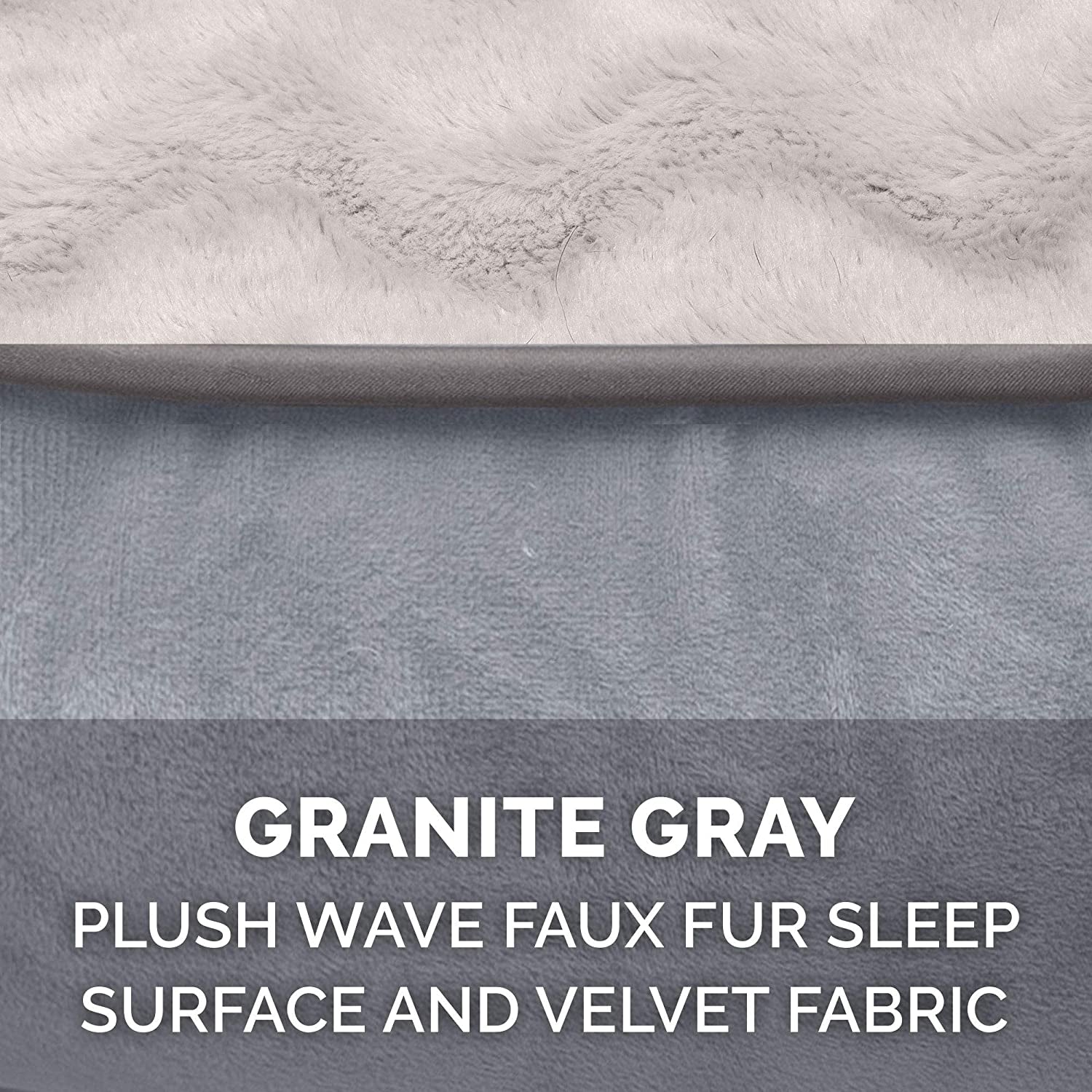 Soft, Orthopedic Foam Perfect Comfort Dog Bed with Washable & Removable Cover -Velvet Waves - Granite Gray, Dogs up to 55 Lbs - Large.