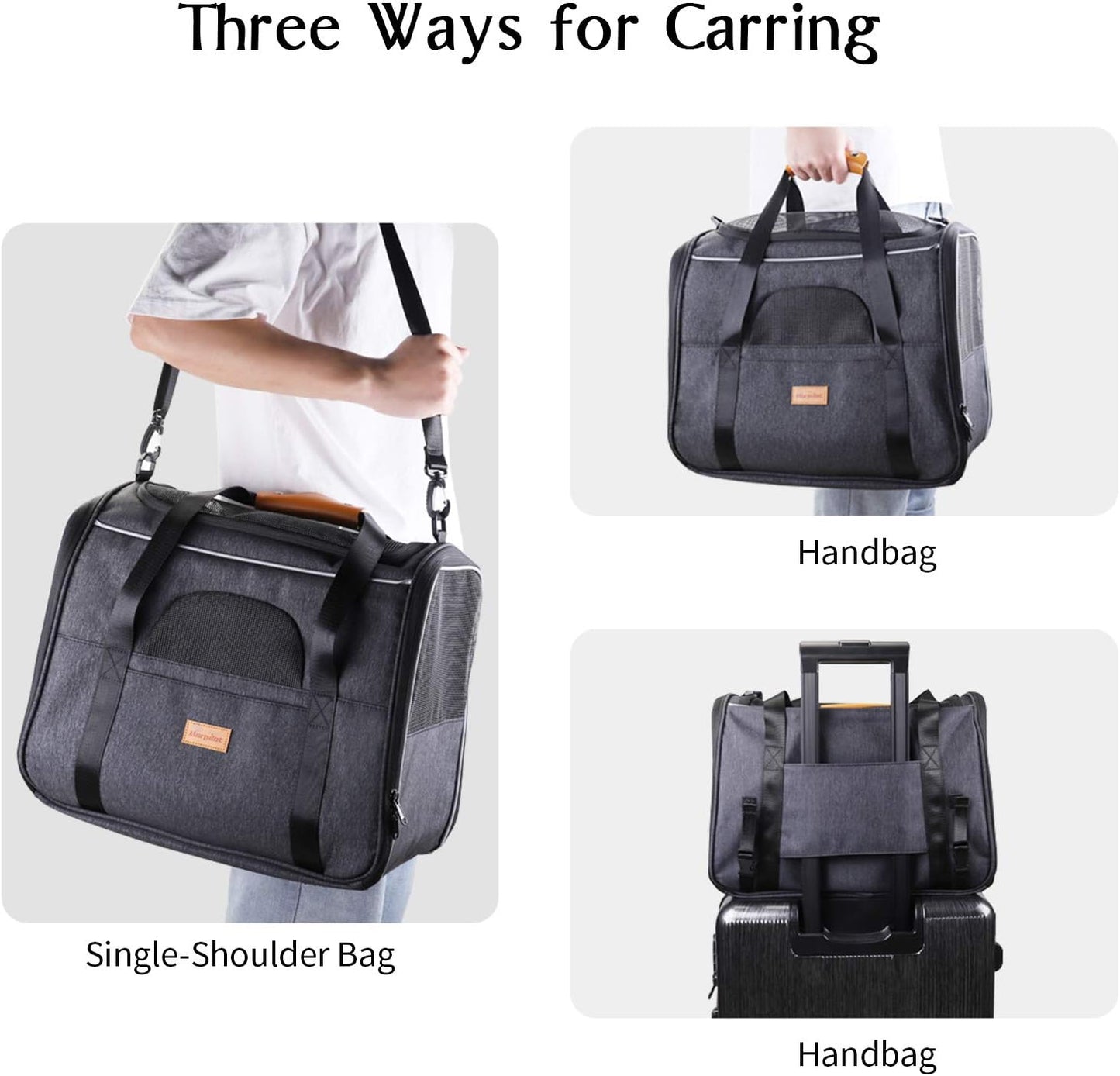 Cat Carrier, Portable Pet Carrier Bag for Cats and Small Dogs, Foldable Soft Sided Cat Transport Carrier, Airline Approved Pet Travel Carrier with Shoulder Strap, Removable Mat and Pet Bowl.