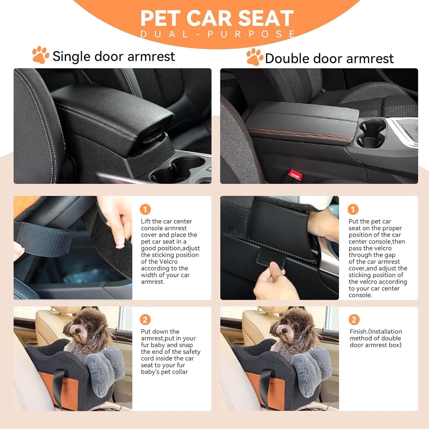 Dog Car Seat for Small Dog Center Console Seat Pet Booster Seat for Car Puppy Car Seat for Small Dogs(Dark Gray).