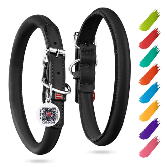 Ultra Soft Rolled Leather Dog Collar for Small Dogs Soft Padded Dog Collars for Medium Dogs Puppy Collars for Large Breed Dogs Male and Female Dog Collar.