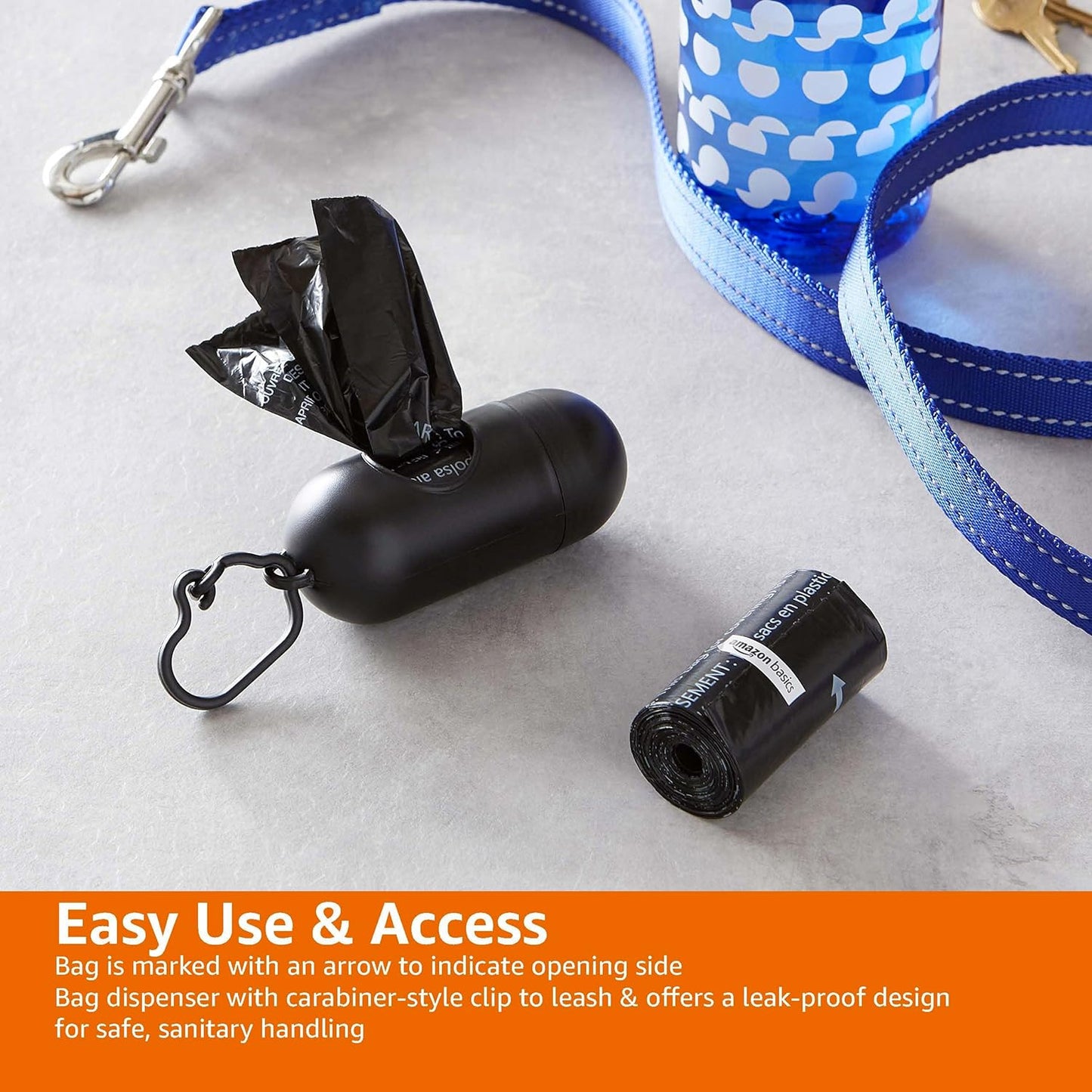 Dog Poop/Waste Bags with Dispenser and Leash Clip, Unscented, 300 Bags (20 Packs of 15 Bags).