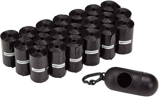 Dog Poop/Waste Bags with Dispenser and Leash Clip, Unscented, 300 Bags (20 Packs of 15 Bags).