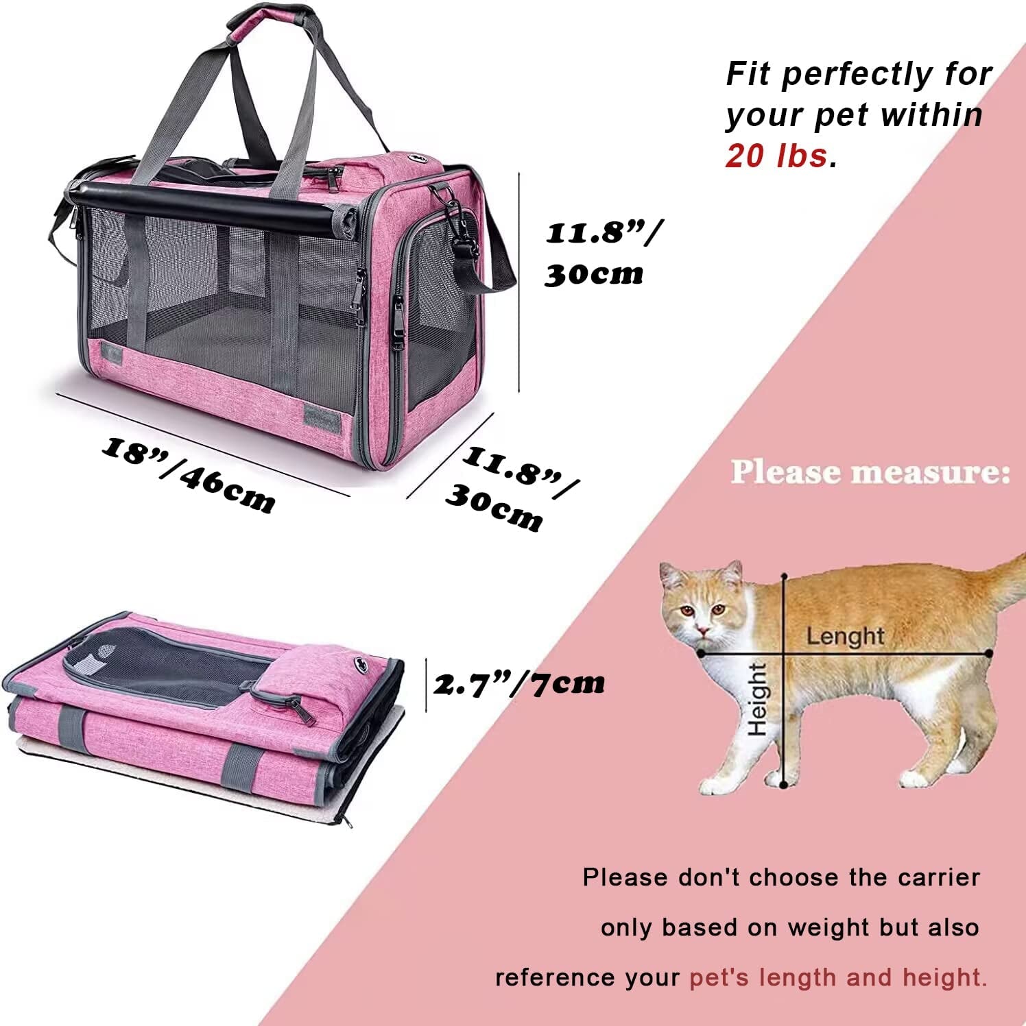 Pet Carrier for Large and Medium Cats, Soft-Sided Pet Carrier for Big Medium Cats and Puppy Dog Carriers Cat Carriers, Pet Privacy Protection Travel Carrier.