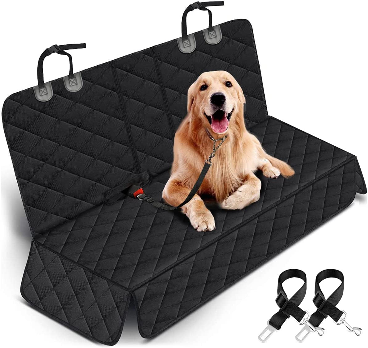 Dog Car Seat Cover, Back Seat Cover for Dogs Pet Car Seat Protector Waterproof Bench Car Seat Cover, Non-Slip Reat Seat Cover Fits Middle Armrest for Most Cars Trucks Suvs - Black.