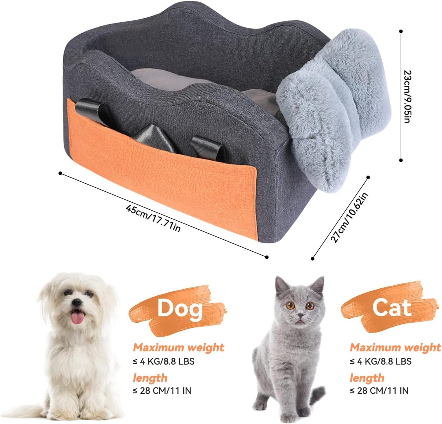 Dog Car Seat for Small Dog Center Console Seat Pet Booster Seat for Car Puppy Car Seat for Small Dogs(Dark Gray).