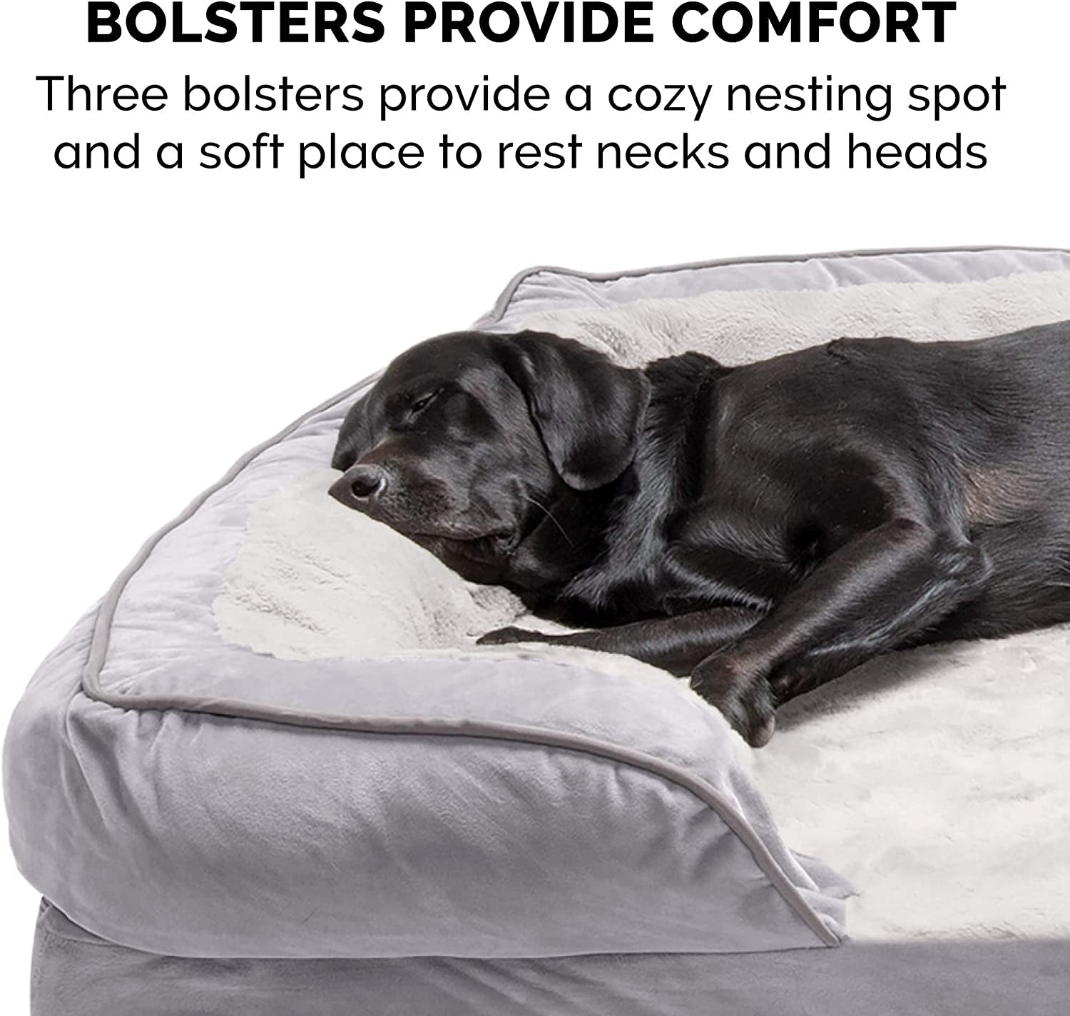 Soft, Orthopedic Foam Perfect Comfort Dog Bed with Washable & Removable Cover -Velvet Waves - Granite Gray, Dogs up to 55 Lbs - Large.