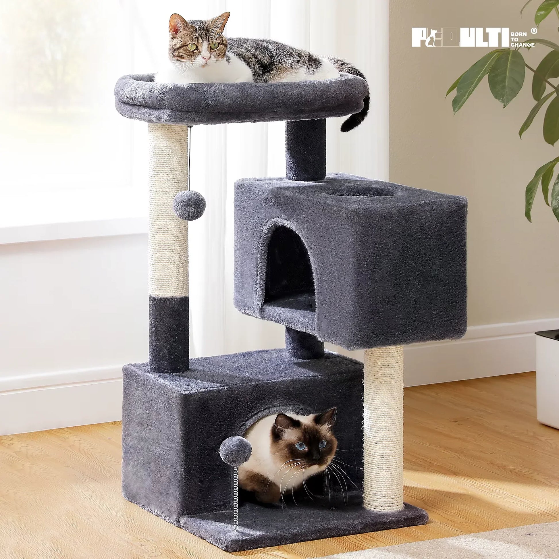 Sturdy cat tree designed for large cats, featuring a spacious cat tower to enhance your feline's comfort and play.