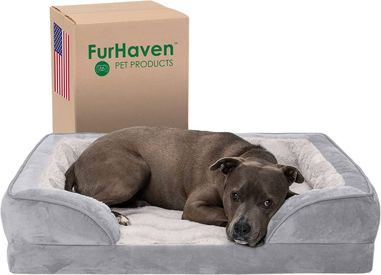 Soft, Orthopedic Foam Perfect Comfort Dog Bed with Washable & Removable Cover -Velvet Waves - Granite Gray, Dogs up to 55 Lbs - Large.