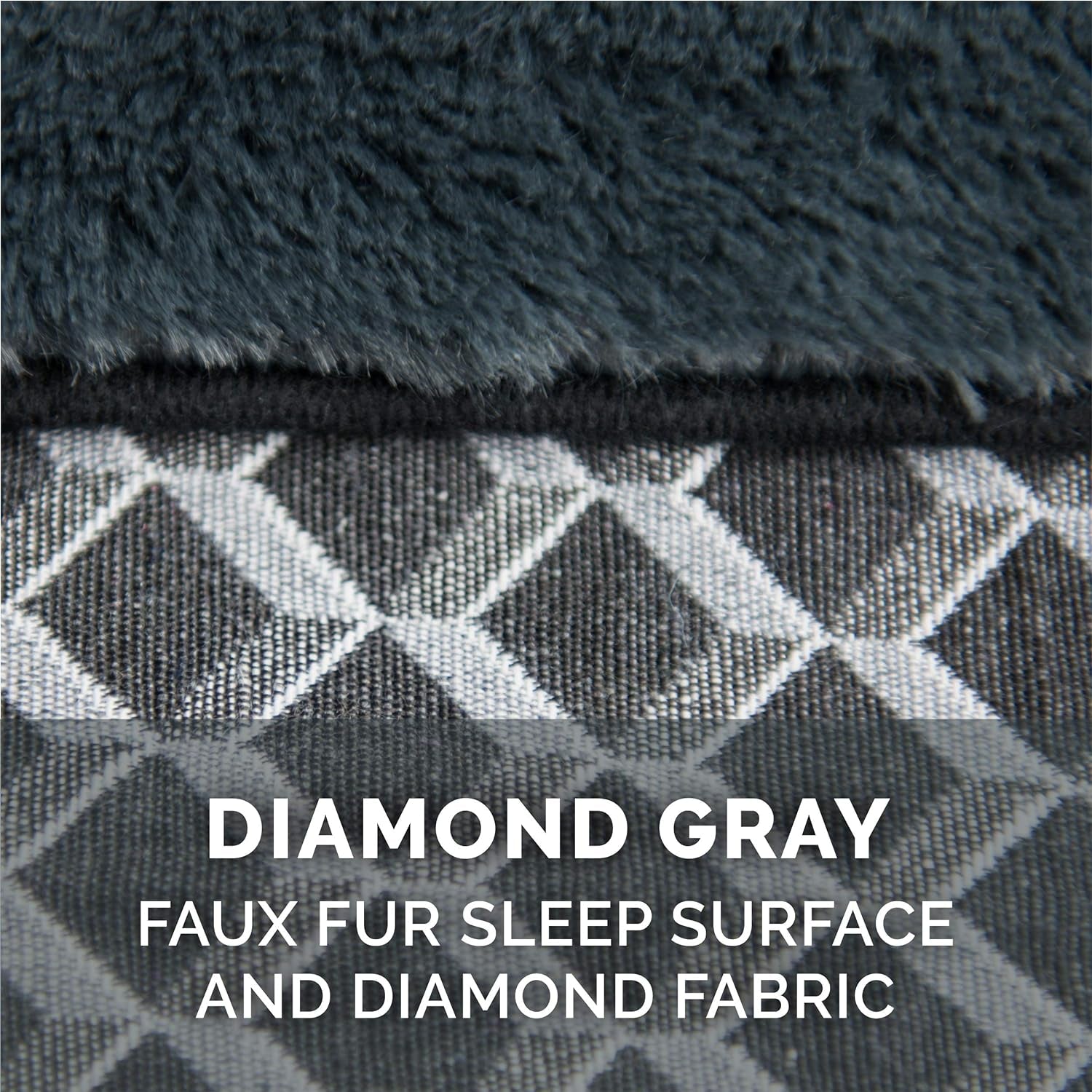 Comfy Couch Plush & Décor Sofa-Style Fiberfill Pillow Dog Bed - Diamond Gray, Small.