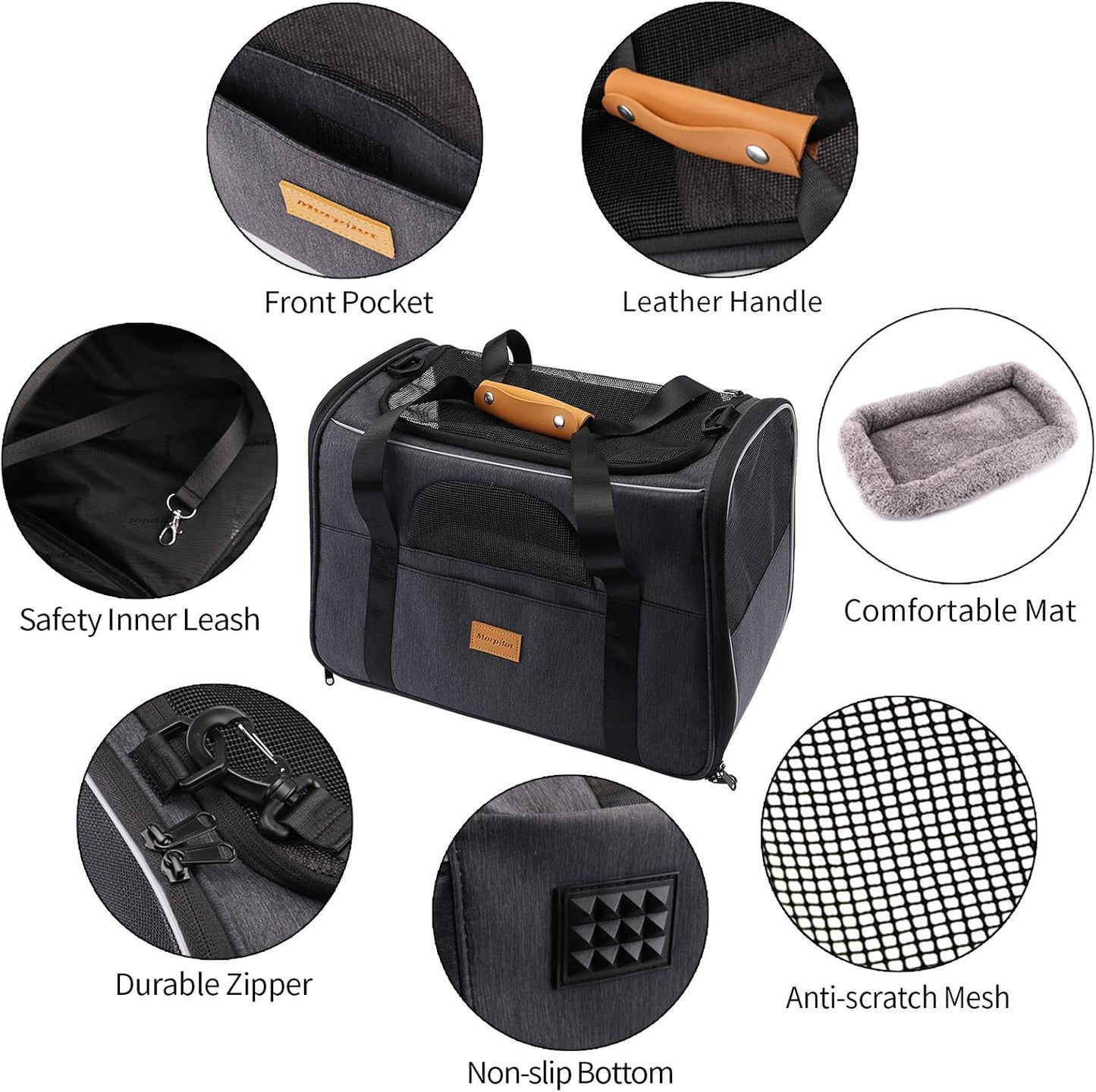 Cat Carrier, Portable Pet Carrier Bag for Cats and Small Dogs, Foldable Soft Sided Cat Transport Carrier, Airline Approved Pet Travel Carrier with Shoulder Strap, Removable Mat and Pet Bowl.